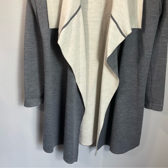 VINCE Two Tone Drape Open Front Wool Gray Cardigan merino wool blend size Small - Picture 4 of 11